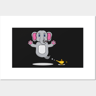 Cute Elephant Ghost  and Flying Posters and Art